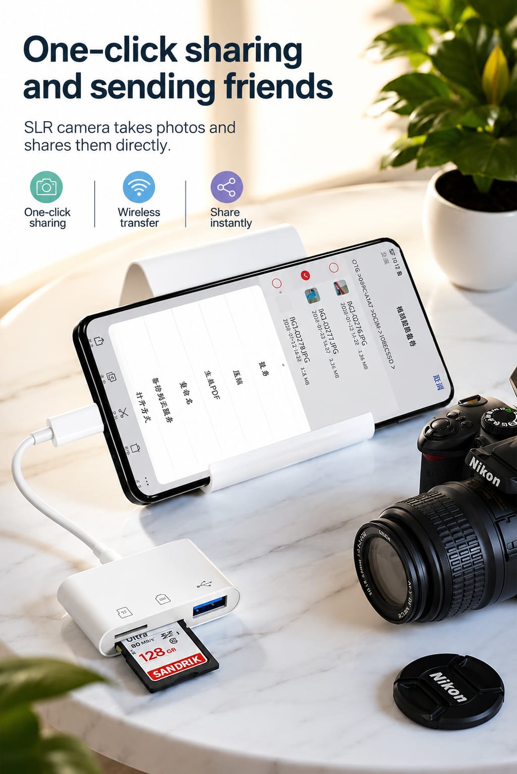 3-i-1 USB-C-adapter – Læs SD/TF-kort + USB