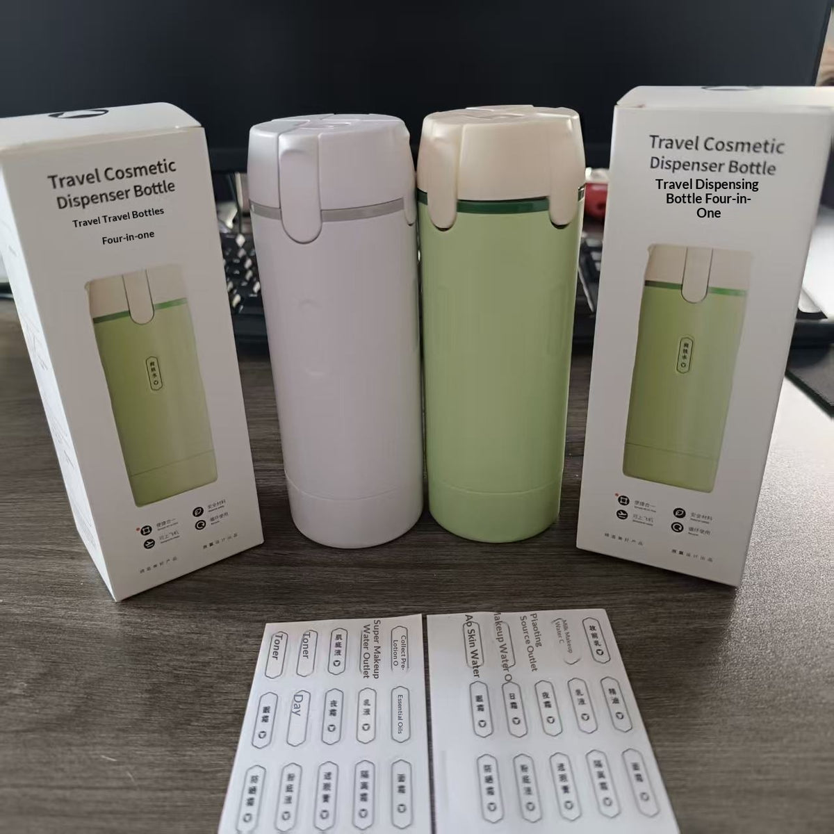 4-in-1 Travel Dispenser Bottle Set – Leak-Proof & Refillable