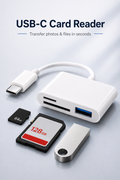 3-i-1 USB-C-adapter – Læs SD/TF-kort + USB